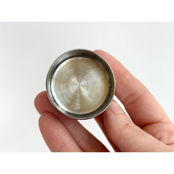 Unity White Enamel Vintage Tiny Silver Toned Catchall Container | Jewelry Box - Picture 6 of 10